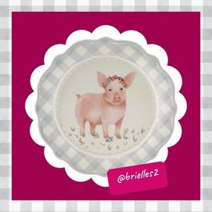 🎠 New Pioneer Woman Miniature Appetizer Plate, Pig Gray Gingham, 7"d